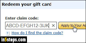 Add gift card to Amazon - Step 2