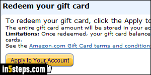 Add gift card to Amazon - Step 3