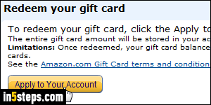 Add and redeem a gift card in your Amazon.com account