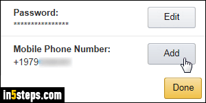 Add phone number to Amazon - Step 1