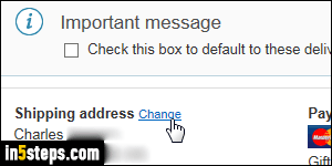 Change Amazon shipping address - Step 2