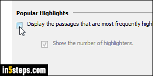 Hide popular highlights in Kindle for PC - Step 4