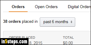 Search Amazon order history - Step 1