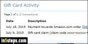 View Amazon gift card balance - Step 5