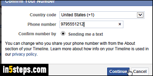 Add a cell phone number to Facebook - Step 5