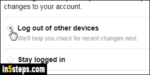 Change Facebook password - Step 5