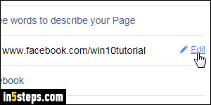 Rename Facebook page or change URL - Step 5