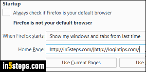 Change homepage in Firefox - Step 3