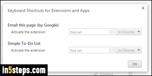 Assign keyboard shortcut to Chrome extension - Step 3