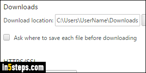 Change Chrome download folder - Step 2