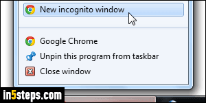 google chrome incognito pin start