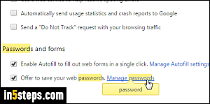 Delete/change saved password in Chrome - Step 4