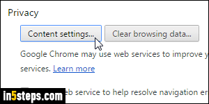Disable Chrome popup blocker - Step 2