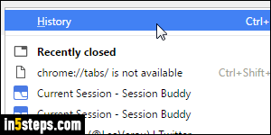 Reopen Chrome window/tab after closing - Step 3