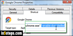 Enable reader mode in Chrome - Step 5
