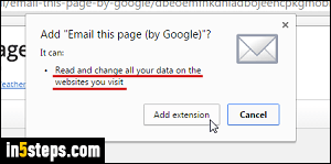 View the permissions a Google Chrome extension needs