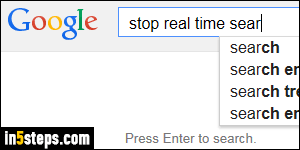 Disable Google instant search - Step 1