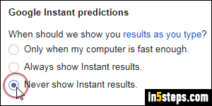 Disable Google instant search - Step 4