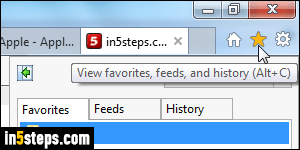 Add shortcut link to IE favorites bar - Step 1