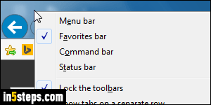 Add shortcut link to IE favorites bar - Step 2
