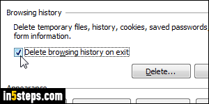 Automatically clear IE history - Step 3