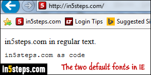 Change default font in IE - Step 1