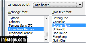 Change default font in IE - Step 3