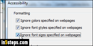 Change default font in IE - Step 5