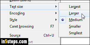 Change font size in IE - Step 2