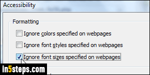 Change font size in IE - Step 4