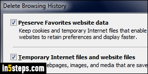 Clear IE browsing history cache - Step 1