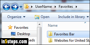 Create IE Favorites folder - Step 1