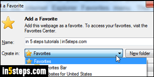 Create IE Favorites folder - Step 2