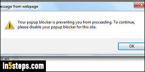 Disable IE popup blocker - Step 1