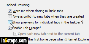 Hide IE taskbar thumbnail previews - Step 5