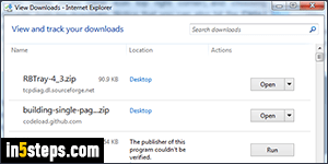 View IE downloads - Step 3