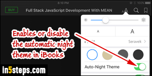 Disable iBooks auto-night theme - Step 4