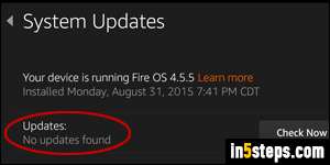 Check for software updates on Kindle Fire tablet - Step 5