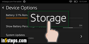 Check storage space left on Kindle Fire - Step 4