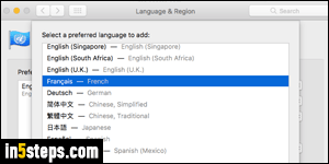 Add / change language in Mac OS X - Step 4