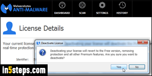 Uninstall Malwarebytes with registration - Step 4