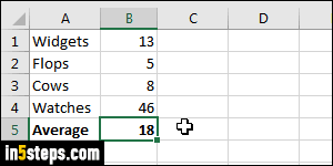 Calculate average of numbers in Excel - Step 1