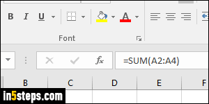 Calculate sum of numbers in Excel - Step 6