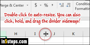 Change columns width in Excel - Step 2