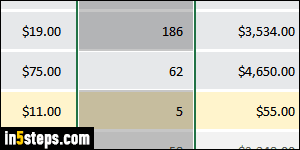 Select columns and rows in Excel - Step 3