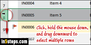Select columns and rows in Excel - Step 4
