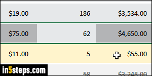 Select columns and rows in Excel - Step 5