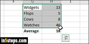 Sort columns by cell values in Excel - Step 2