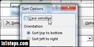 Sort columns by cell values in Excel - Step 6