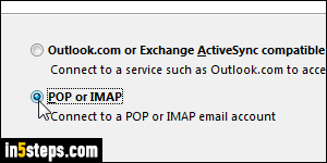Add email account in MS Outlook - Step 3